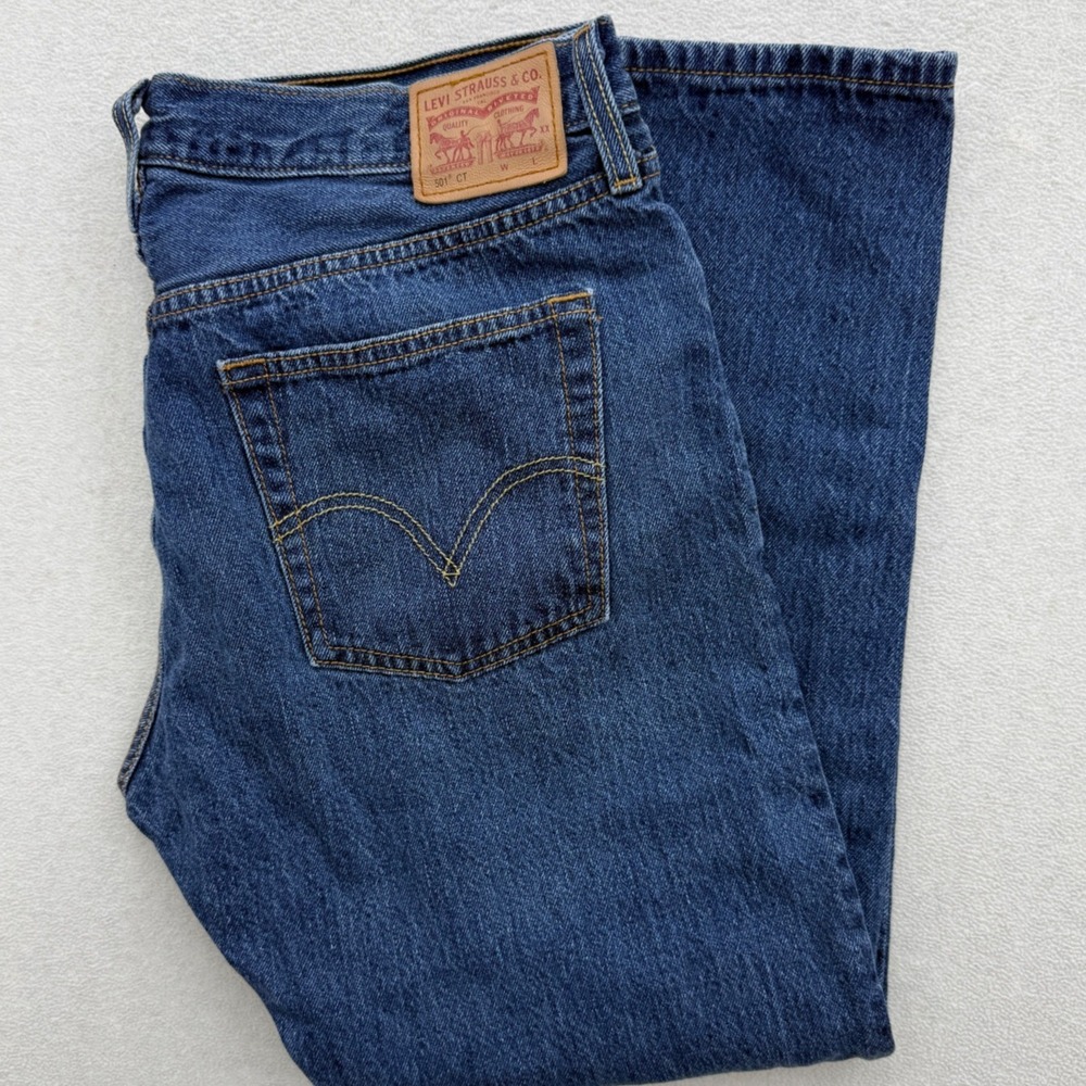 Levi's 501 CT Jeans Men 30x32 Actual 32x26 Blue Custom Tapered Button Fly Casual